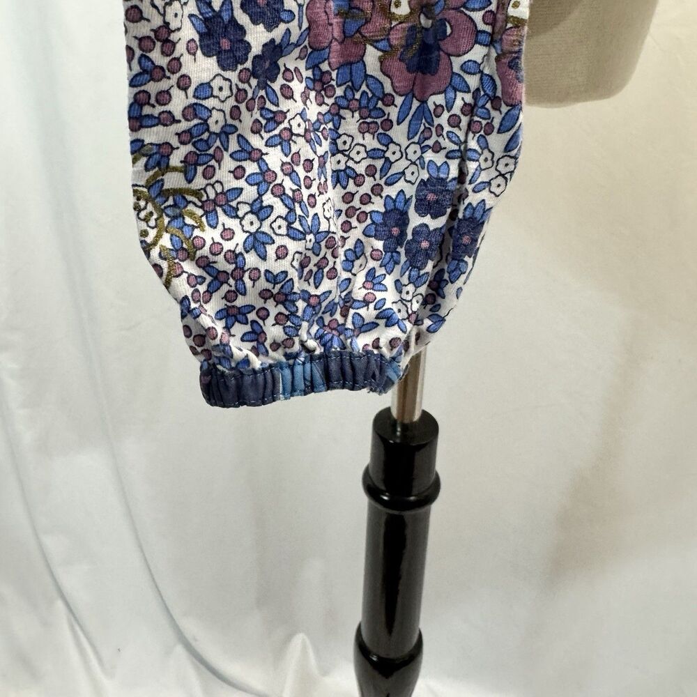 Lucky Brand Peasant Blouse Top L Blue Floral Boho Whimsy Fairy Cottage Y2K Ditsy - Picture 6 of 11